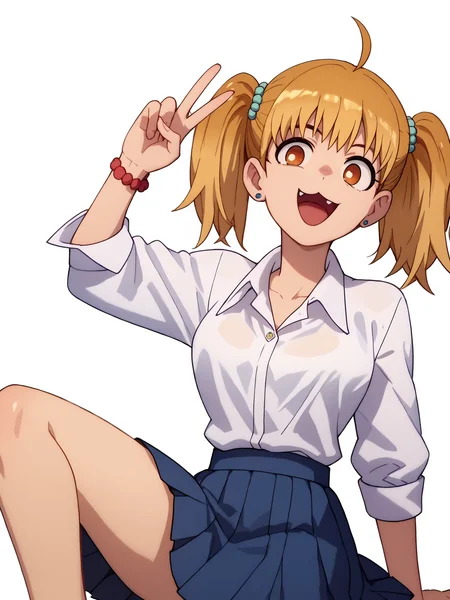 score_9, score_8_up, score_7_up, score_6_up, score_5_up, score_4_up, anime screencap,
1girl, yoshi <lora:yoshi_(nagatoro-san)-PD-1.0:1>,
(simple background), (white background), 
collared shirt, skirt, v, open mouth, pose, sexy, leaning back