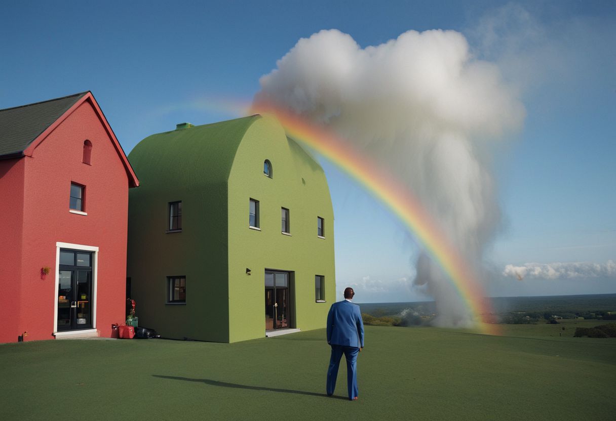 A big dumb guy farting rainbows, Leica camera or some fancy prompt lime that, idk, it's a fuckin thing