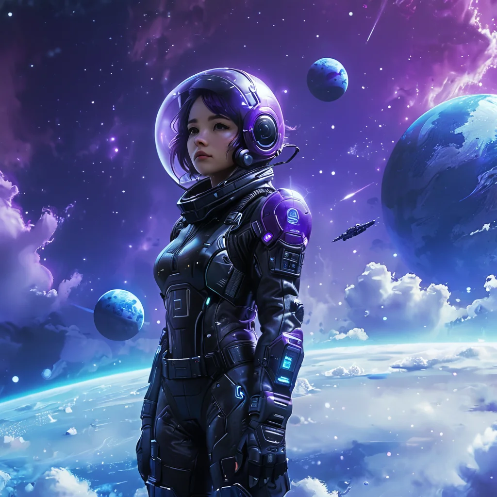 masterpiece,8k,high resolution,
<lora:space_backround-XL-7:0.4>,
<lora:Space_clothes-xl-8:0.6>,
space_backround,space_space,
1girl,solo,helmet,space suit,cyberpunk,female focus,portrait,planet, scenery, cloud, space, star (sky), sky,purple theme,