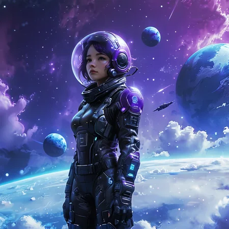 masterpiece,8k,high resolution,
<lora:space_backround-XL-7:0.4>,
<lora:Space_clothes-xl-8:0.6>,
space_backround,space_space,
1girl,solo,helmet,space suit,cyberpunk,female focus,portrait,planet, scenery, cloud, space, star (sky), sky,purple theme,
