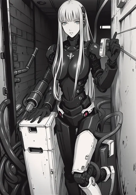 best quality,(beautiful detailed face:1.0), (detailed deep eyes),,<lora:ST anime:0.3>,, <lora:add detail:-0.2><lora:GoodHands-vanilla:1>
,1girl, style, 
, detailed_background,vast, gigantic, decrepit scenery, covered in large tubes and cables, dim light, giant-gross-organic,Expressionless
,weapon,cyborg girl, cords,large breasts, (safeguard),long hair, bangs, highleg,liquid,Corruption,doll, machine,oil,sitting, black_body,
,,<lora:ST inikmixV5:0.4><lora:ST_hipev3:0.3> <lora:blame5:0.9>  <lora:Haze:0.5> <lora:ST jrpgv2:0.3>