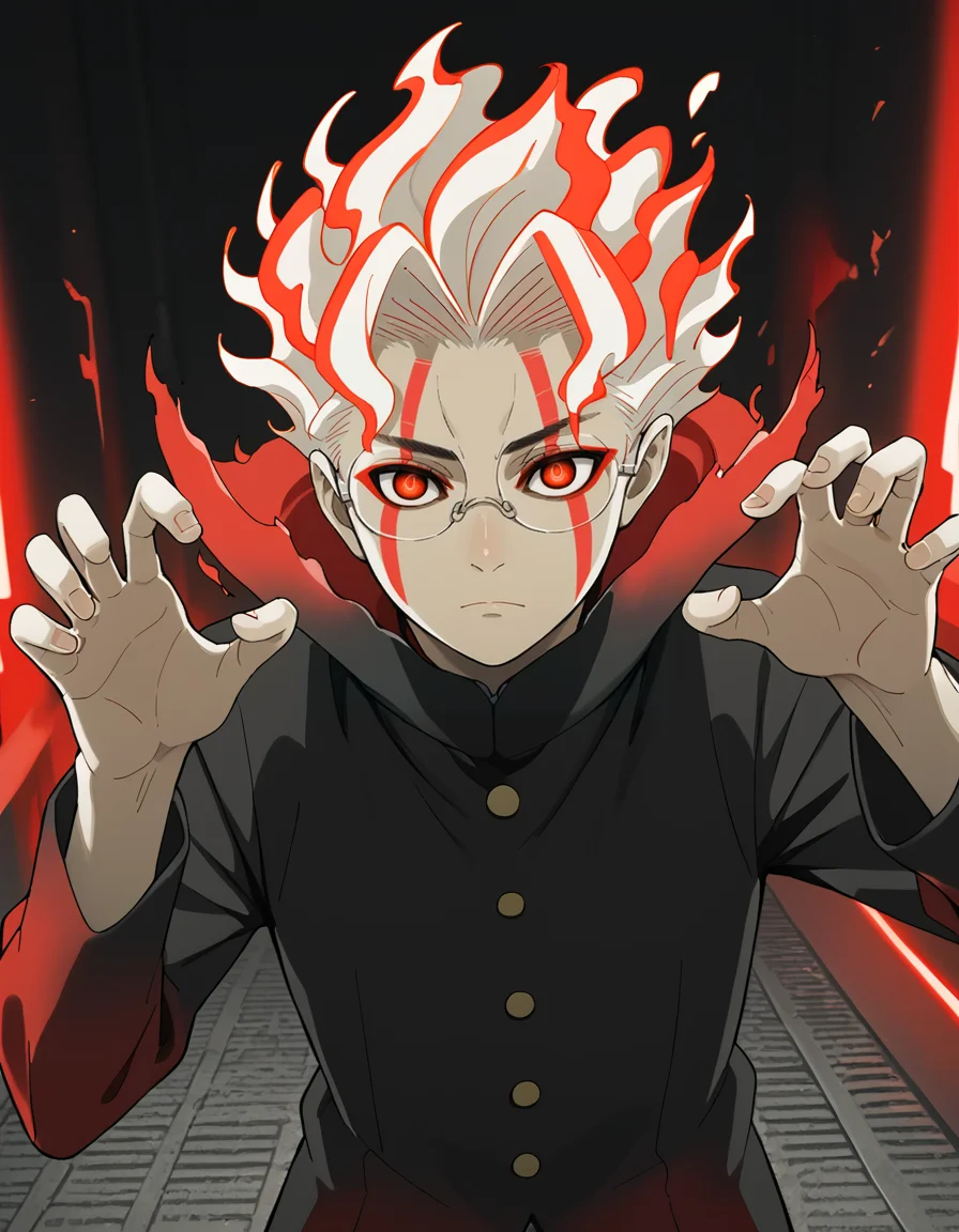score_9, score_8_up, score_7_up, source_anime, BREAK
1boy, solo, looking at viewer,
ken takakura, transformation, white hair, red hair, fiery hair, multicolored hair, red eyes, facial mark,
random pose, dutch angle,
<lora:ken_takakura_anime_v2-soralz:1>