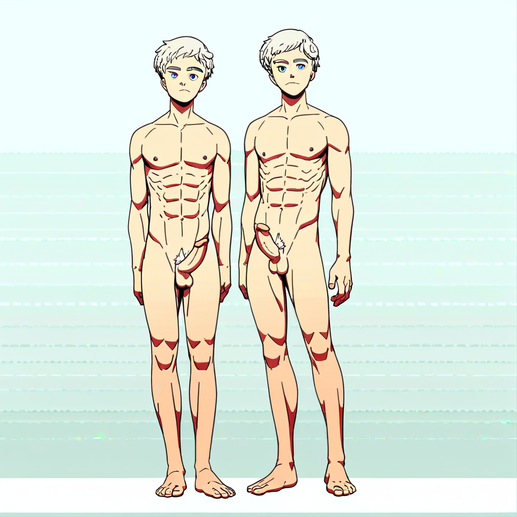 Norman, 1boy, solo, male focus, white hair, blue eyes, short hair, grey hair, pubic hair, completely nude, abs, penis, balls, standing,  hard penis, score_9, score_8_up, score_7_up, score_6_up <lora:vinceteaa_020_04v2-step00000400r:1> good face, good eyes, looking at viewer, full body, standing,