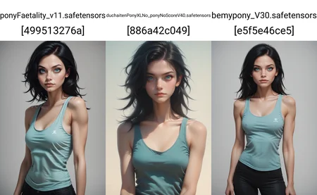 score_9, score_8_up, score_7_up,
1girl, solo, tank top, rating_safe,
<lora:Dark_Svetlana_Pony_v0.1:0.5> d4rksv3tl4n4, aqua eyes, black hair,