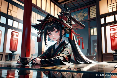 highly insanely detailed, masterpiece, top quality, best quality, highres, 4k, 8k, RAW photo, (very aesthetic, beautiful and aesthetic),
(code_style,codestyle),english text,japanese text,(sympattern,geometric pattern),
<lora:CodeStyle (half generic class)_564920:0.5>,
(1girl:1.3), 1other,
east_asian_architecture,east asian architecture,âââ