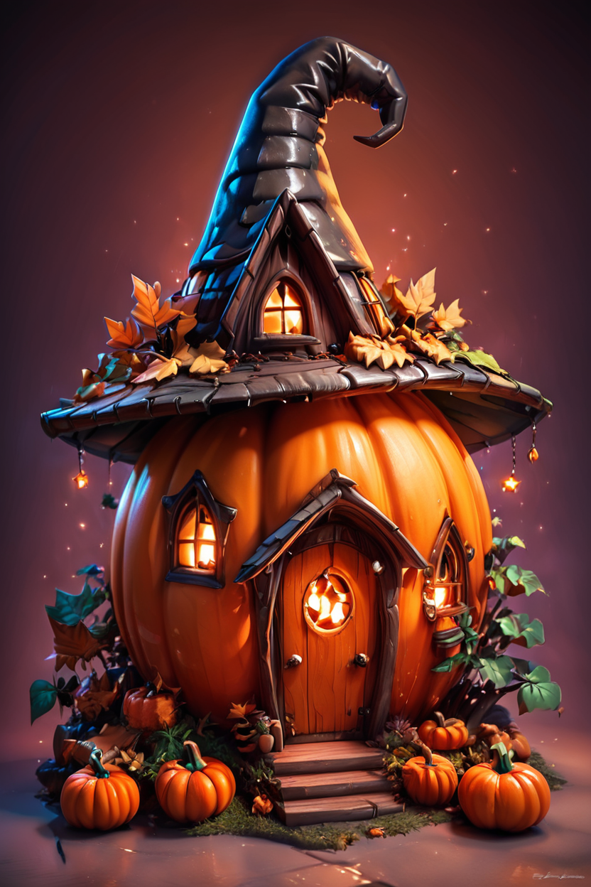 score_9, score_8_up, score_8,  ,,,  zzPumpkinHouse, hat, food, witch hat, fruit, leaf, lantern, jack-o'-lantern ,  <lora:PumpkinHouse_PDXL_v1:0.8>,   ,,, smile, looking at viewer,  ,,, embedding:zPDXL, Expressiveh, <lora:CatalystStylePDXL:0.6>,  <lora:SDXLFaeTastic2400:0.5>,  <lora:Expressive_H-000001:0.4>,