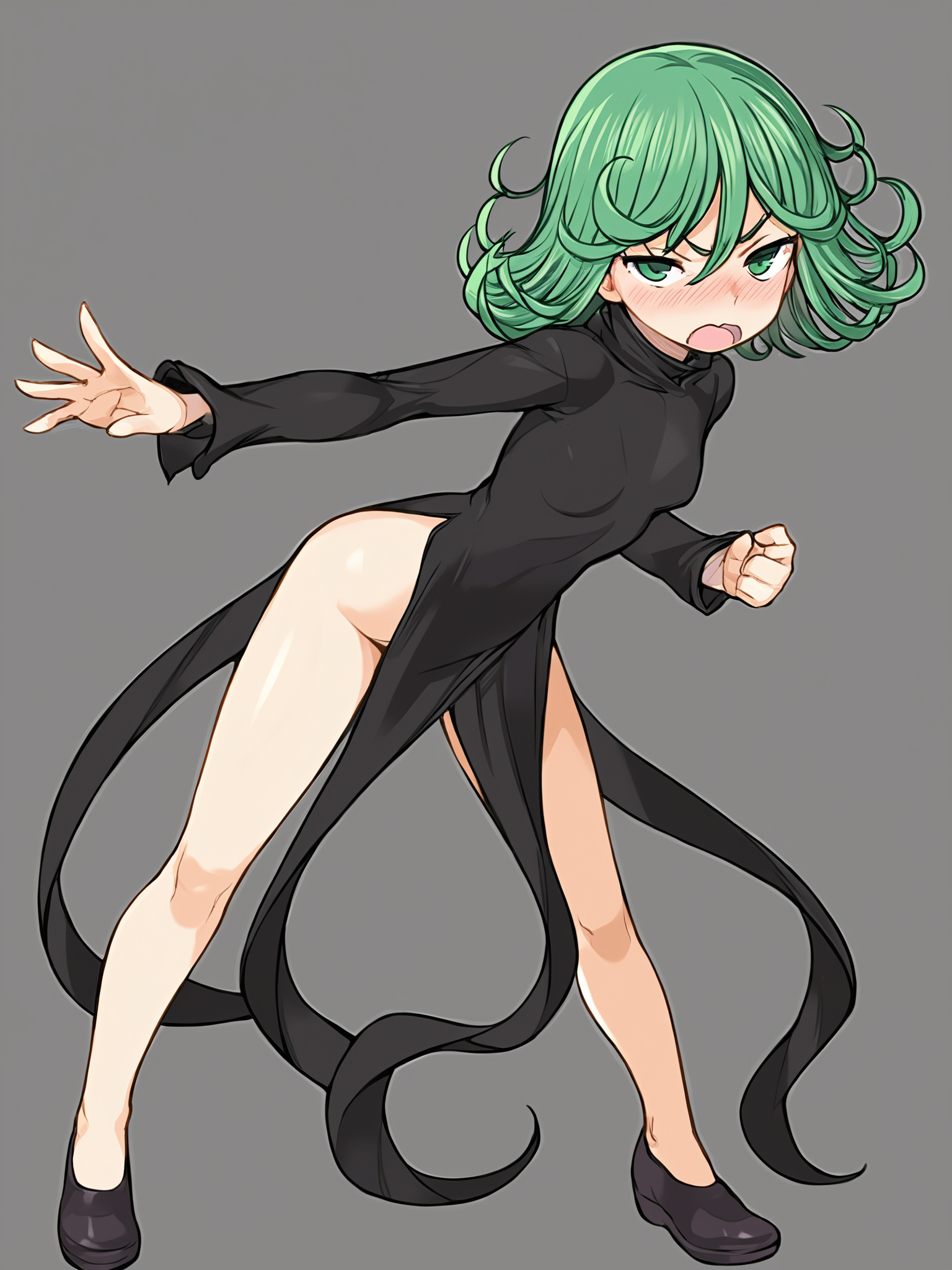 score_9, source_anime, tatsumaki, blush, half-closed eyes, angry, full body, leaning forward, reaching out, body glowing green,<lora:Cool_Rance_XL:0.87>