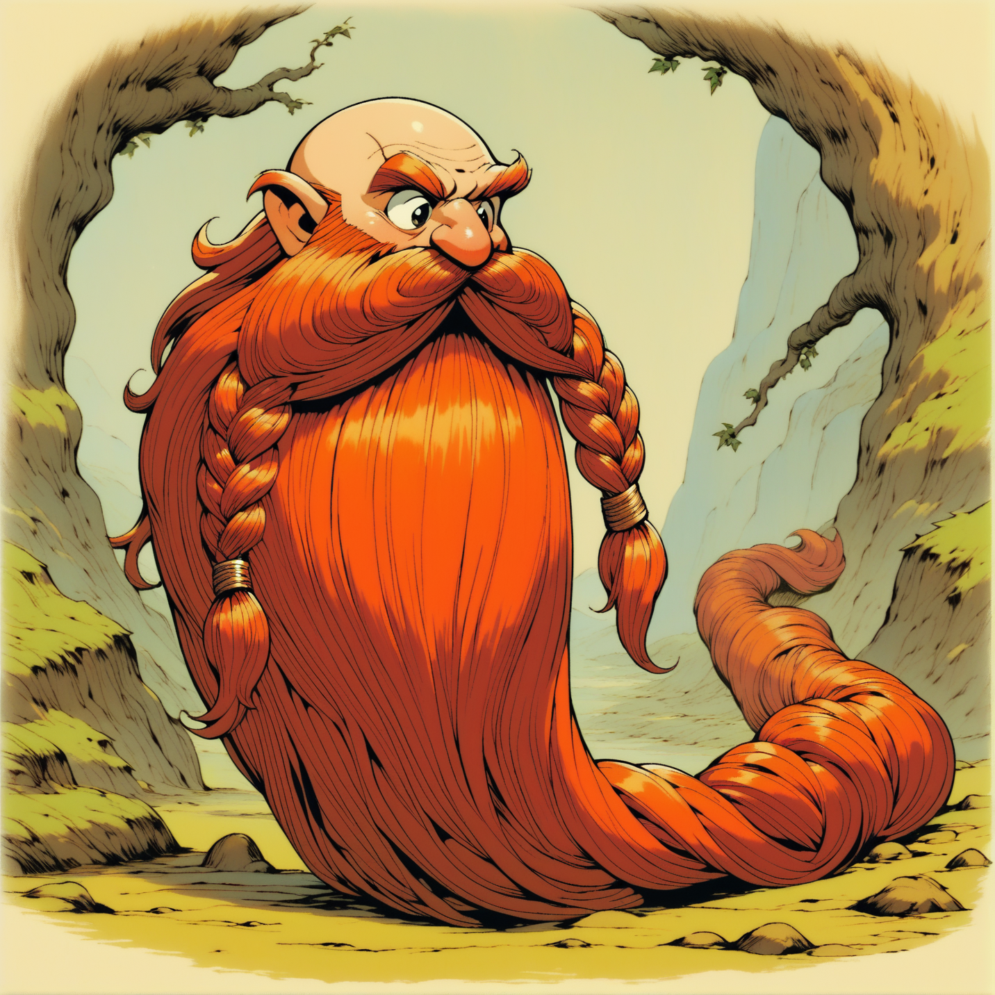Retro game art ,score_9, score_8_up, score_7_up, score_6_up, score_5_up, score_4_up, <lora:Harry_Dwarf_Pony_XL:1>,, ,ultra detailed, masterpiece,  Harry_Dwarf,  dwarf-like, flowing long Fuchsia beard, braided moustache,bald, bangles,  . 16-bit, vibrant colors, pixelated, nostalgic, charming, fun