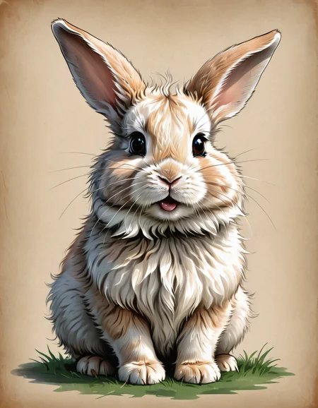 funny fluffy bunny, drawing