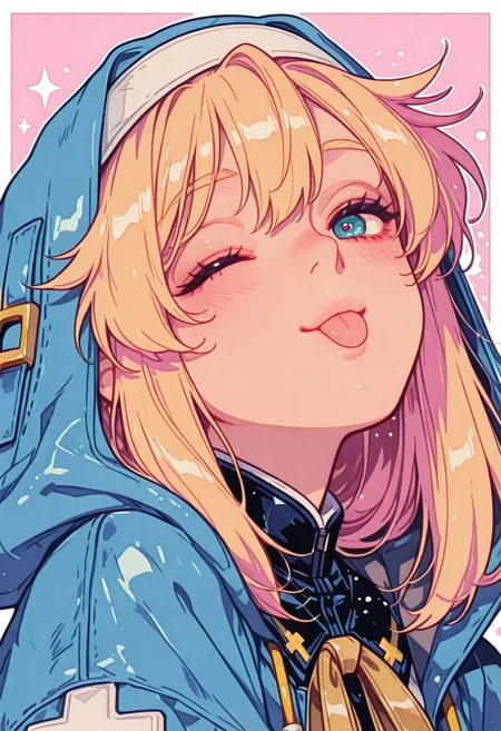 1girl, solo,
bridget \(guilty gear strife\),
beautiful eyes, detailed face,
;p,
looking at viewer,
dynamic composition, face focus,
~moe moe kyun~,

pastel theme,
748cmstyle, artist:moriimee, Kenorland, kenorland, Bl3th3bn3_Styl3_SKNSFW,, Flatline, Flat vector illustration