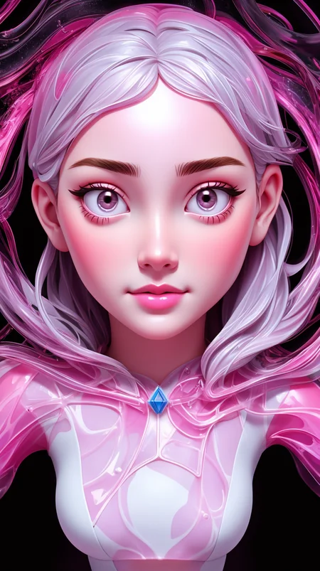 a girl, melting skin, sacred geometry, surreal futurism