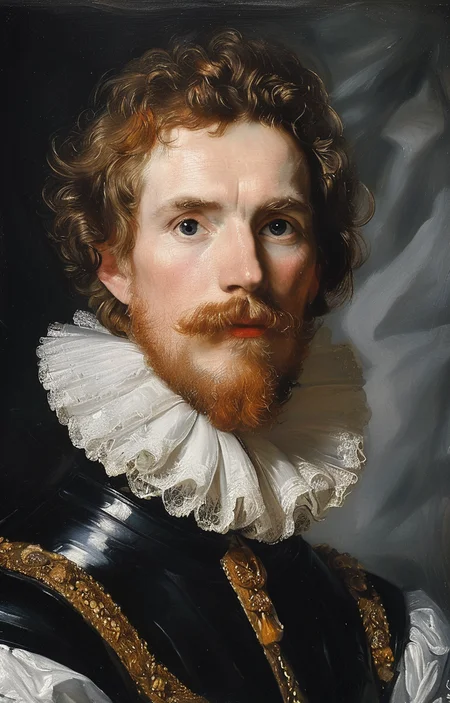masterpiece,best quality,<lora:tbh218-sdxl:0.9>,illustration,style of Anthony van Dyck portrait of noble man