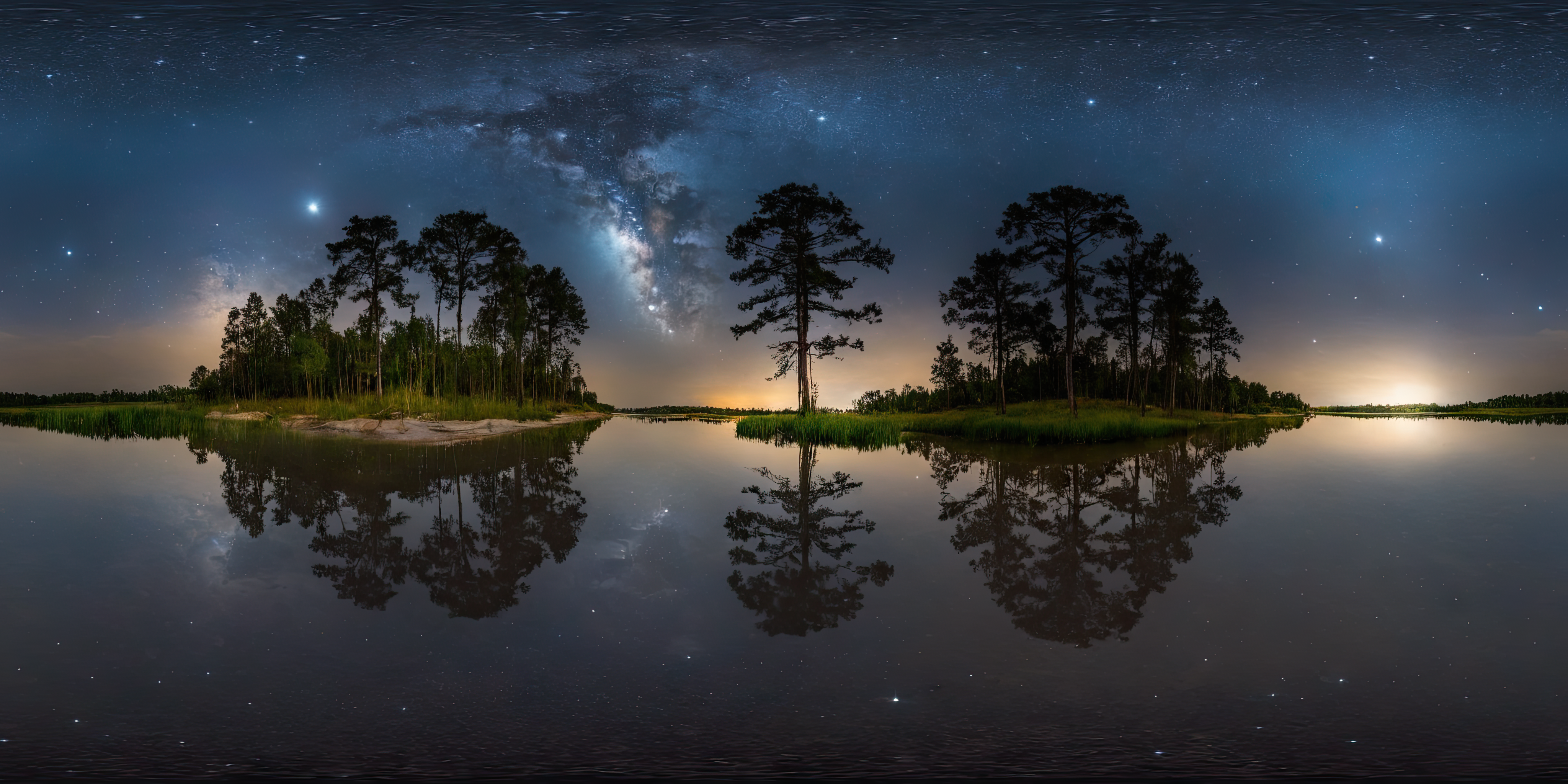 360panorama,Centered Horizon,No seams,<lora:HMSGXL_epoch_9:1>,A Sun,<lora:åå½±XL:1>,(masterpiece),(best quality),(ultra-detailed),outdoors,sky,cloud,water,tree,no humans,night,star \(sky\),nature,night sky,scenery,forest,starry sky,reflection,ripples,reflective water,illustration,disheveled hair,detailed eyes,perfect composition,moist skin,intricate details,earrings,by wlop,outdoors,sky,cloud,water,tree,no humans,night,star \(sky\),nature,night sky,scenery,forest,starry sky,reflection,ripples,reflective water,exalted,light translucent,glowing,strong colors,detailed,intricate,fine detail,cinematic,very,focused,magical,colorful,mystical,illuminated,sharp focus,