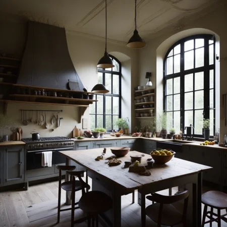<lyco:Belgian_style_interior_design_Sa_May:1.0> Belgian interior of kitchen
