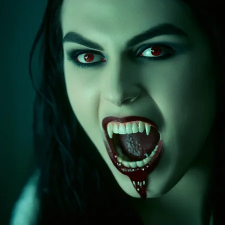 cinematic film still of  <lora:fangs teeth 4:0.8>
 <lora:perfection style:0.5> perfection style
 <lora:cinematic color motion picture film style:0.5>
 <lora:TeethXL:0.3>
vampire fangs teeth a woman with a vampire smile on her face, scary, thriller, horror style, gothic movie themed, sharp, detailed, epic cinematic photography, artistic, creative, dramatic light, cinematic color style, Kodak film style, vampire fangs teeth style, vampire teeth style, vampire fangs style, solo, smile, open mouth, black hair, 1boy, male focus, teeth, grin, lips, makeup, lipstick, close-up, realistic, horror (theme), 1girl, long hair, tongue, portrait, sharp asymmetrical teeth, shallow depth of field, vignette, highly detailed, high budget, bokeh, cinemascope, moody, epic, gorgeous, film grain, grainy