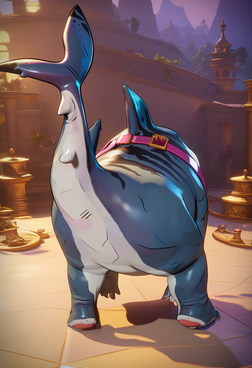 score_9, score_8_up, score_8,   solo, masterpiece, best quality, detailed face, full body,     jeff the shark, solo, <lora:jeff the shark:1>, from behind