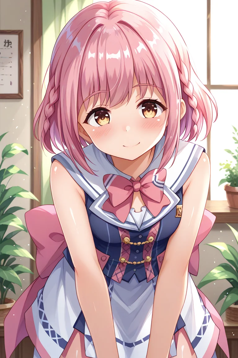 score_9,score_8_up,score_7_up BREAK source_anime,break,
<lora:Hoshizaki_Akari:1>,hoshizaki_akari,pink hair,braid,short hair,cowboy shot,
leaning forward,