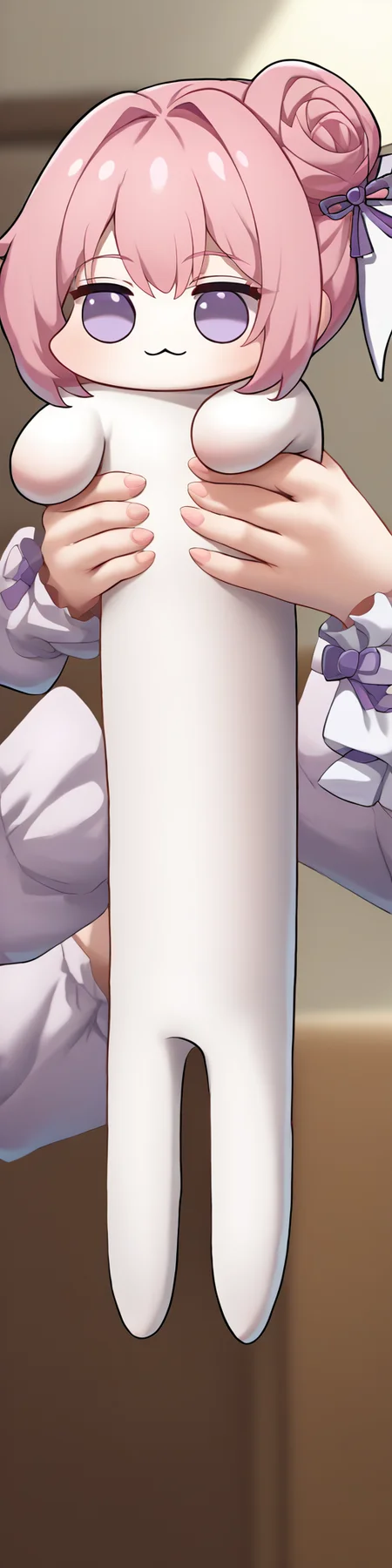 score_9, score_8_up, score_7_up, source_anime, IncrsXLLCM, full body, <lora:LongCatMeme_XLPD:1>, chibi, holding animal, <lora:Doro_X_PDXL_V1:1> doro, creature, :3, chibi, pink hair, purple eyes, hair bun, hair bow, no humans, white skin, four legs, solid circle eyes, no pupils