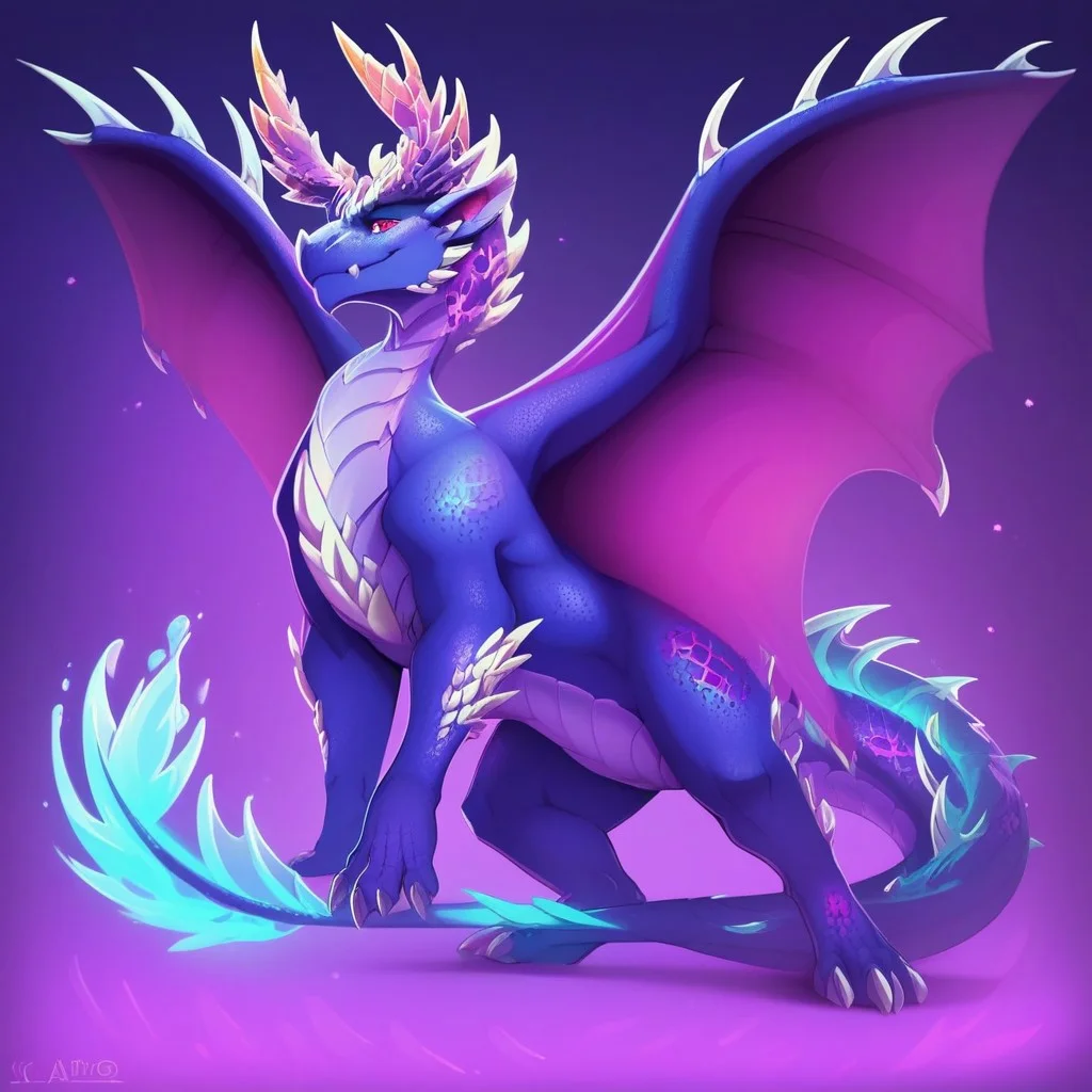 score_9, score_8_up, score_7_up, score_6_up, semi-realistic artwork, high quality, vibrant colors, best quality rendering, intricate details, high resolution, sharp focus, best render quality,[e621] Scappo Style,solo,
Alatreon, tail, wings, horns, dragon, dragon wings, furry ,colored skin,dragon tail, dragon horns,purple skin