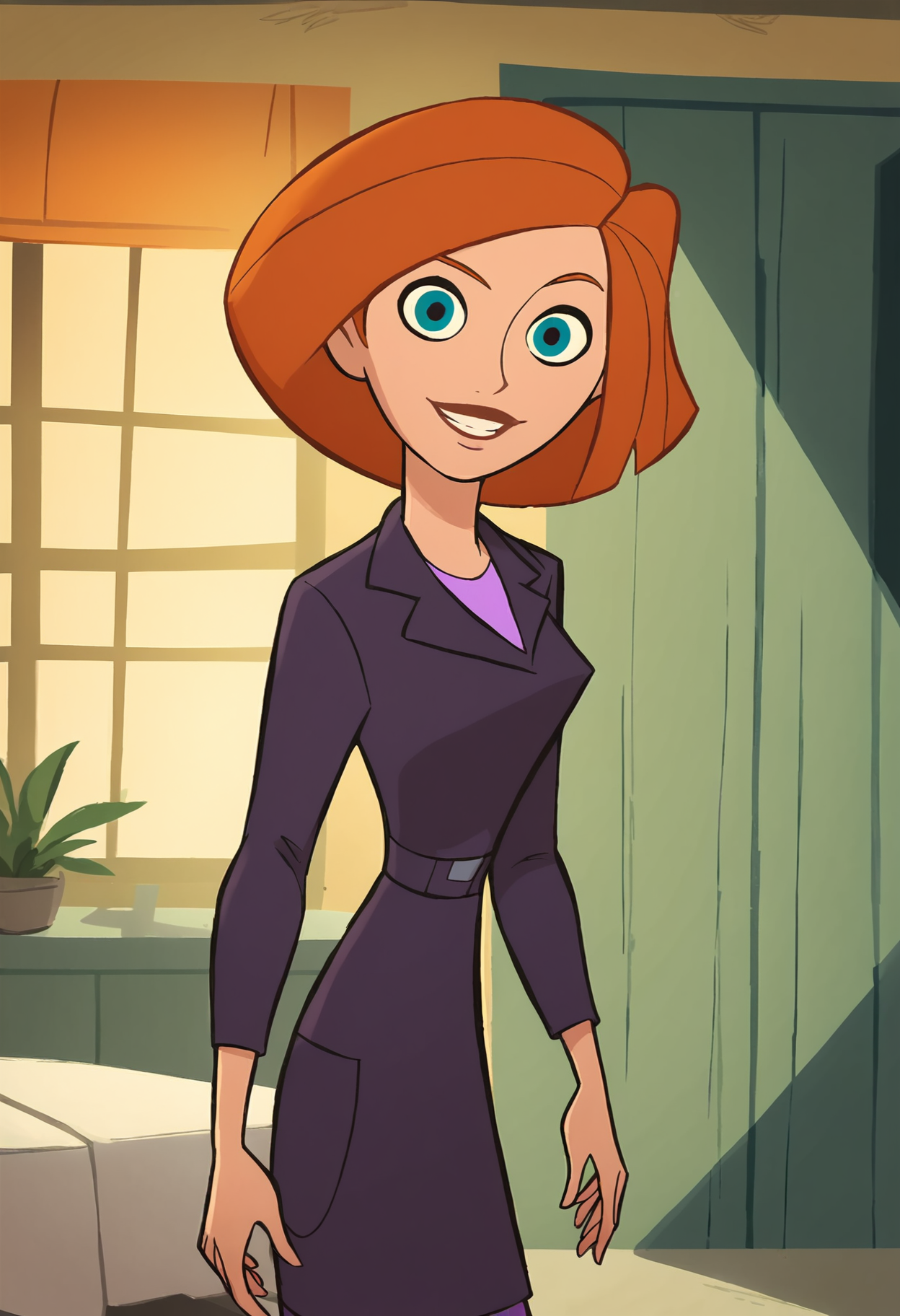 <lora:AnnPossiblePony1.0:1>AnnP, 1girl, purple jacket, solo, orange, hair, blue eyes, short hair, standing, score_9, score_8_up,smile,  score_7_up, score_6_up, score_5_up, score_4_up, looking at viewer,indoors,