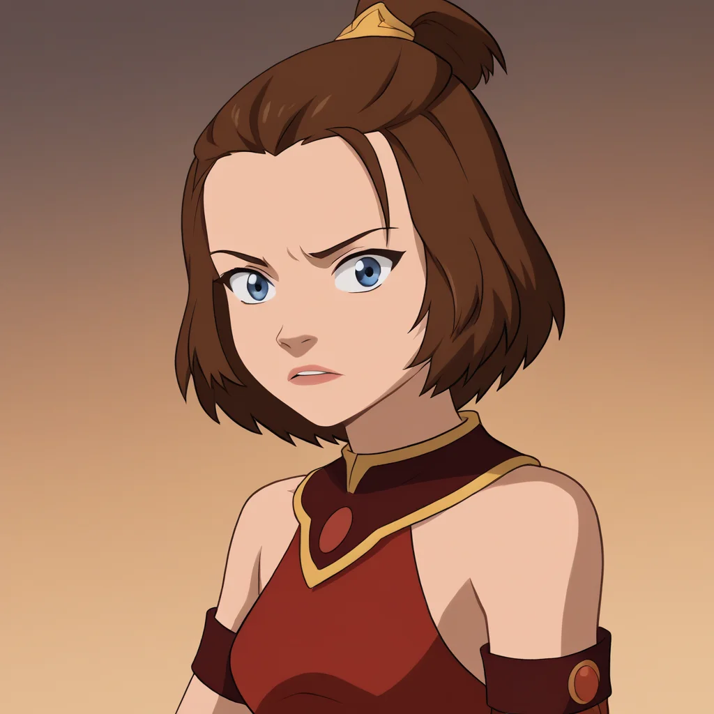 score_7_up, BREAK, suki, 1girl, solo, brown hair, short hair, topknot, blue eyes, red top, bare shoulders, armband, upper body, <lora:SUKI_TheLastAirbender_PXL_Leaf1:1>