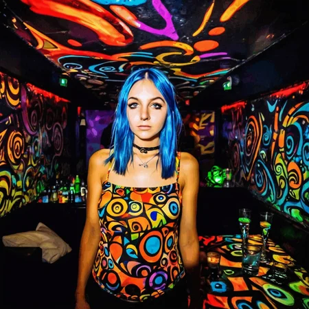 bar photo,underground club,stream of consciousness,(dream:1.2),psychedelic,masterpiece,((abstract art)),<lora:Barphoto_XL:0.6>,<lora:UndergroundClub_XL:0.3>,1girl,looking at viewer,