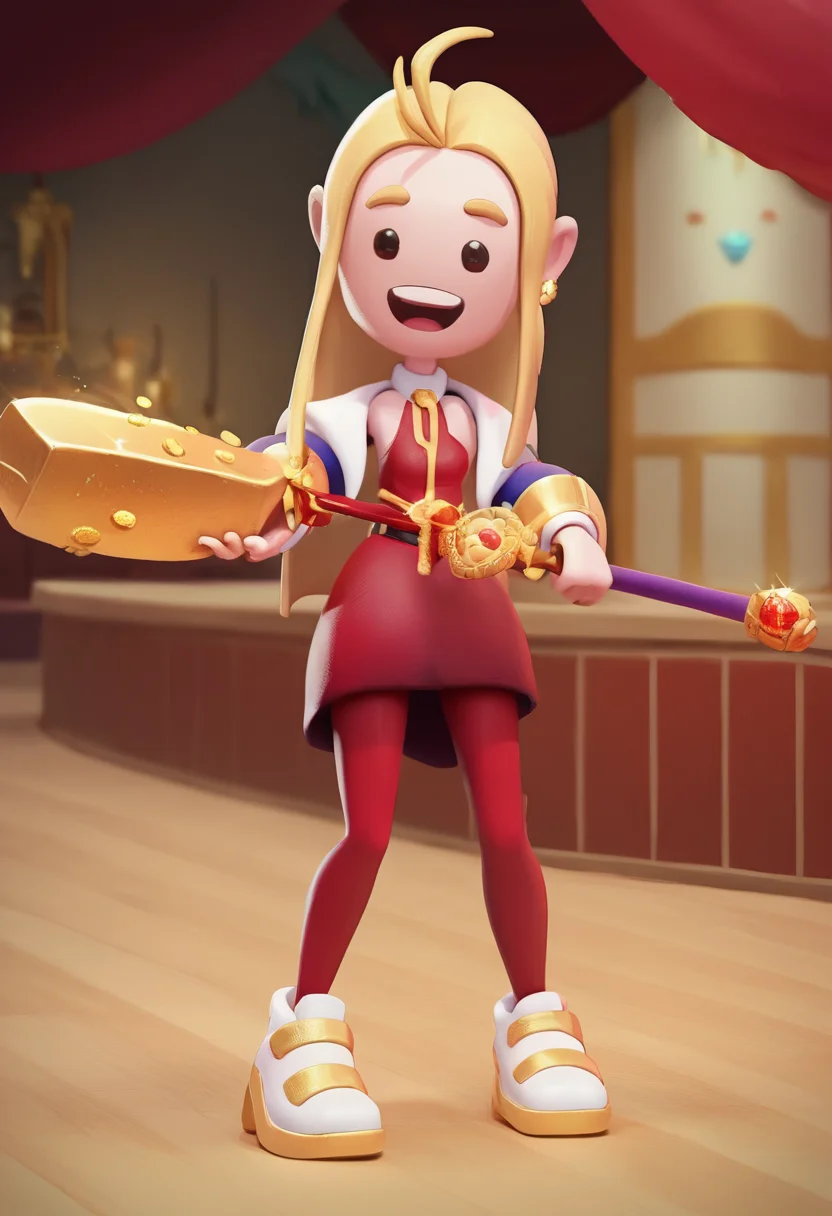 score_9, score_8_up, score_7_up, score_claymation, score_3d, 1girl, solo, beautiful, savannahXYZ as the destroyer of worlds, blonde dictator girl boss, red amor, gold legplate, gold sneakers, holding a sword, happy, background (magical wizard city of Arcadia, town hall, vendors stall, vegetables, gold coin, flying broom, magical castle),
<lora:savannahXYZ:1.0>,