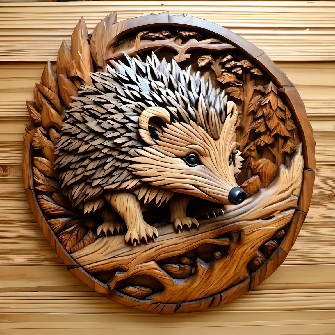 woodenart, cute wooden elemental hedgehog in style of civilization vi leader, glowing eyes, mist, style of Karol Bak, style of Clint Cearley <lora:woodenart:1>,