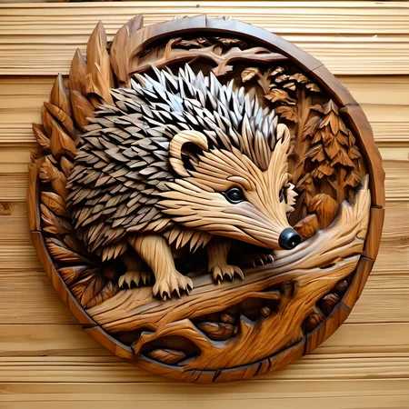 woodenart, cute wooden elemental hedgehog in style of civilization vi leader, glowing eyes, mist, style of Karol Bak, style of Clint Cearley <lora:woodenart:1>,