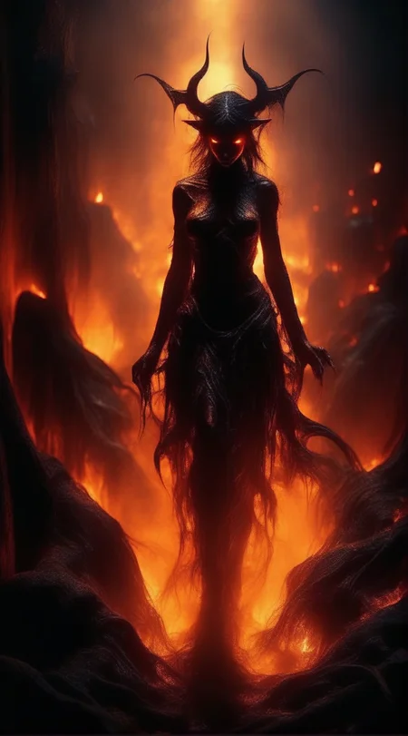abysues demon girl in hell, dark, expressive light, cinematic, enigmatic <lora:abysues:1>