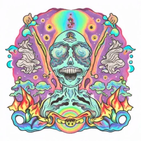 A tattoo of a psychedelic acid trip <lora:SDXL-tattoo-Lora:1>