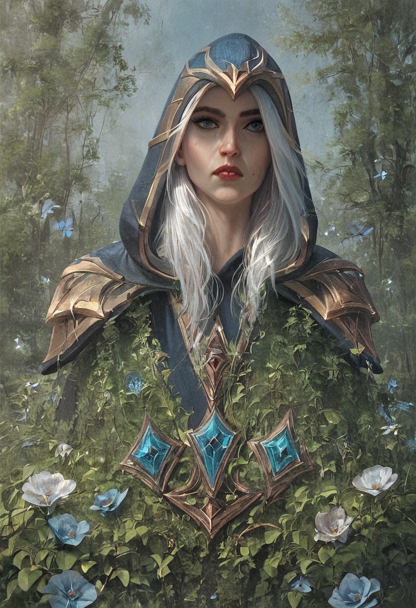 score_9, score_8_up, score_7_up, (8k uhd, masterpiece, best quality, high quality, absurdres, ultra-detailed), ashe, league_of_legends, detailed eyes, blue eyes, hood, full body