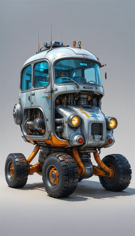 (cel-shading:2)+, (in ARTIST style:1.6), (masterpiece:1.7), glow blue neon, hyperrealism, glossy, shinny, clear image, accurate picture, clear picture, precise image, focused image, Science fiction style, Science fiction, (cozy comfy, no humans, science fiction, vehicle focus, robot, grey background, mecha, wheeled vehicle,transparent glass paint, glass car) comic style, (ultra sharp focus:2), (thin lines:2), (best quality:1.8),
(masterpiece:1.8), (highest detailed:1.8), perfectly lighted, (contrast), (saturated), (((sharp focus))),
(hyperdetailed:1.3), (intricate details:1.2), (Refined details:1.3), (best quality:1.5), highly detailed textures, vibrant colors,
(ultra sharp focus:1.8), (detailed texture:1.8), (detailed edges:1.8), (thin lines:1.8), (best quality:1.8),
<lora:Apparatus_-_Traction_City_Walkers_Vehicles:0.8>,
