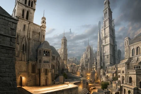 (masterpiece:1.2), (best quality,:1.2), 8k, HDR, ultra detailed, ((photorealistic)), professional light, cinematic lighting, fashion photography, ambient lighting, atmospheric effects, Numenor, a big medieval fantasy city, <lora:Numenor-10:1>, epiCPhoto