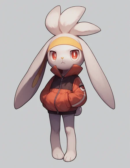 score_9, score_8_up, score_7_up, score_6_up, score_5_up, score_4_up, 1girl, full body, solo,
<lora:Raboot_v0-3:0.8> raboot, pokemon \(creature\), white fur, droopy ears, yellow hairband, rabbit ears, rabbit tail, red eyes, looking at viewer,