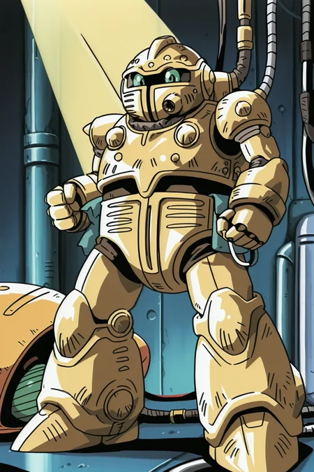 anime screencap, anime coloring, detailed face, perfect fingers, masterpiece, best quality, very aesthetic, absurdres, volumetric lighting,
<lora:Chrono_Trigger_anime_cutscene_style:1>
Chrono Trigger style, retro artstyle, 1990s (style),
Robo (character), 1other, no humans, punching, standing, non-humanoid robot, green eyes, cable, mecha, clenched hand, full body shot