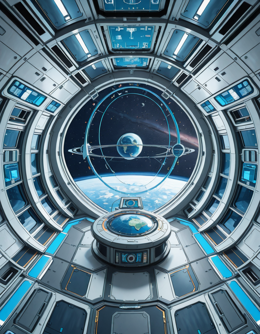 The interior of a massive orbital space station, high above a blue and green Earth-like planet. The setting is a panoramic observation deck with towering reinforced windows that curve around the structure, offering a breathtaking view of the planet below and the star-filled void beyond. The stationâs architecture is sleek and functional, blending advanced human technology with subtle design flourishes â brushed metal walls, glowing interface panels, and clean geometric lines.
Soft white lighting lines the floor and ceiling panels, while ambient blue lights provide a calming atmosphere. Transparent digital displays float in the air, projecting live telemetry, spacecraft traffic, and real-time planetary data in holographic form. In the center of the room, a circular command table displays a rotating 3D projection of the planet and orbital routes.
In the background, the low hum of life support systems and distant radio chatter add to the immersive realism. Cables and utility panels are subtly integrated into the environment, and security doors lead to other compartments of the station. The entire space feels controlled, precise, and filled with purpose â a hub of advanced civilization silently orbiting in the cold beauty of space.<lora:SDXLFaeTastic2400:0.4> <lora:extremely_detailed:0.4> extremely detailed,space station c0ntr0l c3nt3r, <lora:space_station_c0ntr0l_c3nt3r-i:1>, Masterpiece,best quality,hi res,8k,hi res,8k,award winning,(sharp focus, intricate, highly detailed),