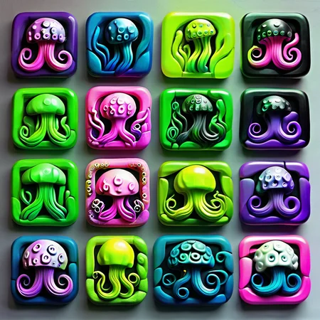 <lora:artfullyTILED_SDXL_V2:0.9>,color palette,lime,neon pink,purple,cobalt,lemon, octopus