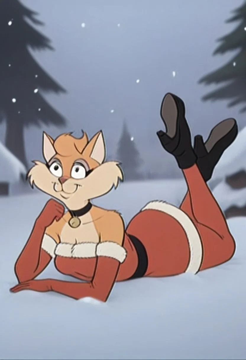score_9, score_8_up, score_7_up, score_6
cat girl, furry, ginger wildcat, fantomcat, woman,1girl, furry female, red dress, dress, furry,black eyes, gloves, solo, snow, fur-trimmed dress, christmas, snowflakes, breasts, smile,cat tail, fur trim, elbow gloves, animal ears, lying, cleavage, medium breasts, snowing, outdoors, santa costume, fur-trimmed gloves,short hair, short dress, on stomach, looking at viewer, closed mouth,brown fur, alternate costume, red gloves, signature, pine tree, santa dress, tree, full body, boots, blurry background, blurry, choker