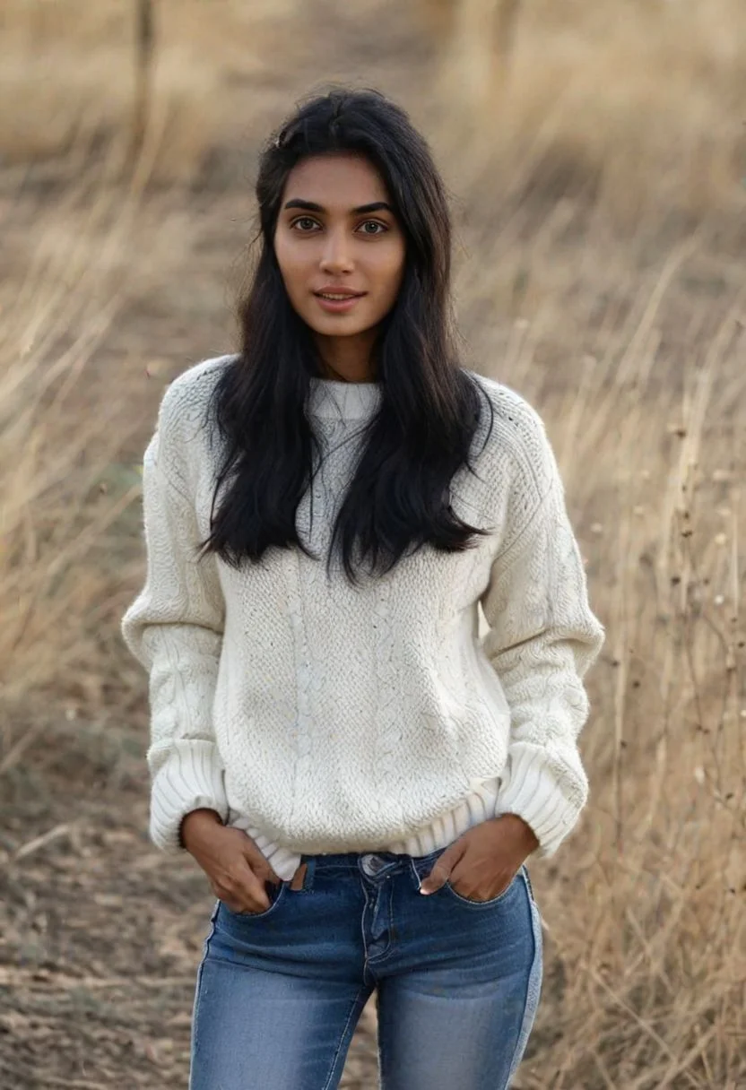 realistic photo of mylocalgirl,hot, 1girl, solo, close shot, black hair, a woman, wearing a sweater, (masterpiece:1.0), (best quality:1.0), ultra detailed, cowboy shot,