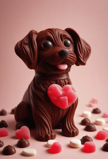score_9, score_8_up, score_7_up, score_6_up, score_5_up, candy, cute, two chibi dog made of candy, holding a heart shaped chocolate in his mouth, simple background, (HD, masterpiece, best quality, ultra detailed), high quality, absolutely eye-catching, soft lighting