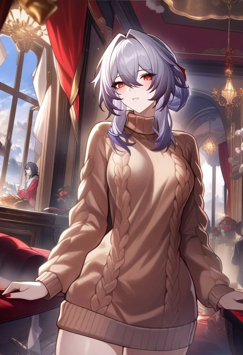 masterpiece, best quality, HONKAI STAR RAILWAY CHARACTER, 
1girl, extreamly detailed, beautiful detailed face, complex detailed background, BREAK, 
wool sweater