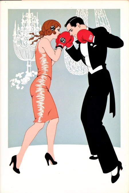 ernestogarciacabral1 illustration.
A man and a woman boxing at a wedding.
<lora:ernestogarciacabral1_cap_d6a3:1.0><lora:849846980866739920:0>