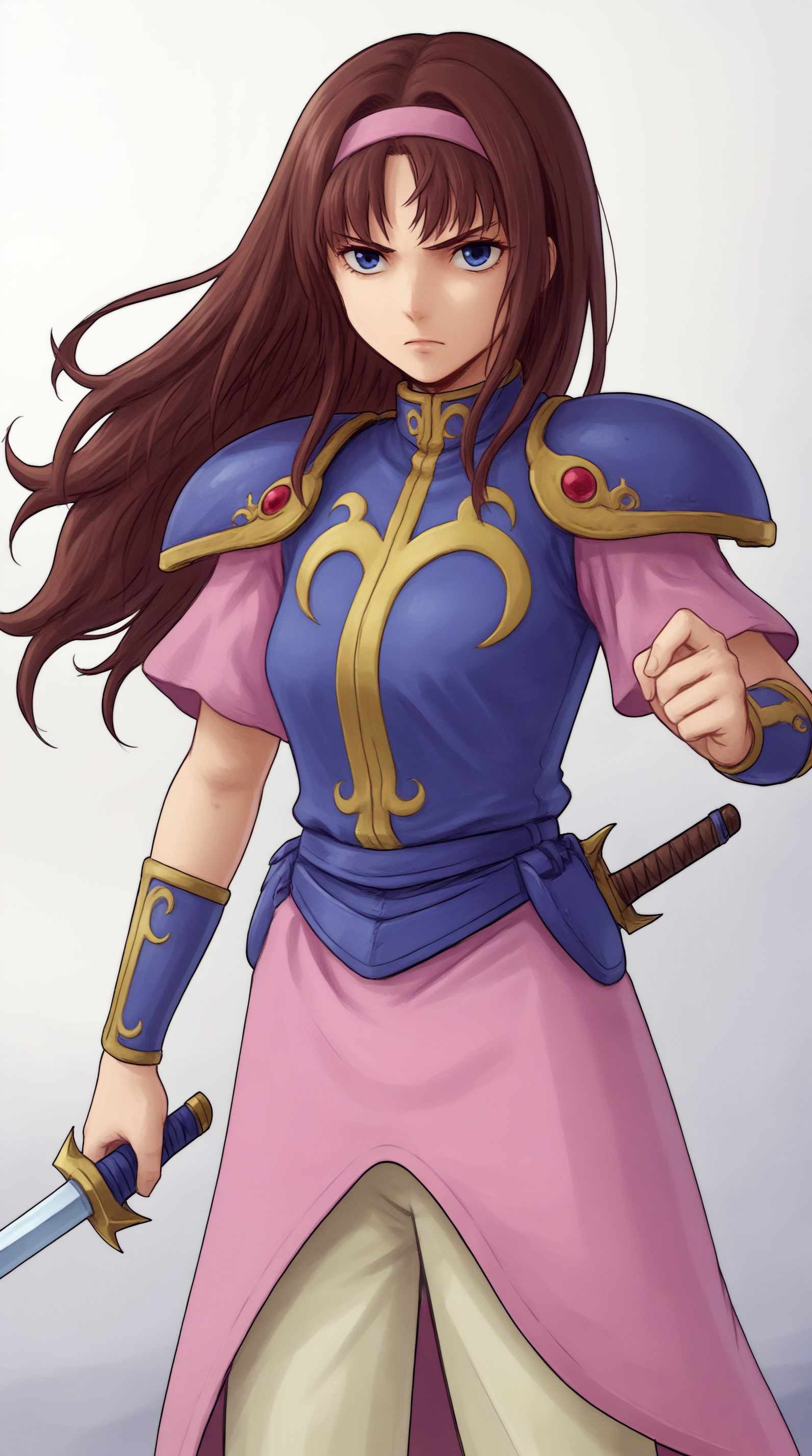 score_9, score_8_up, score_7_up, best background, detailed background, 4k, upscale, anime_source,  Alis Landeel, Main Outfit, solo, long hair, weapon, sword, serious  <lora:JN_Alis_Landeel_Pony:0.8>