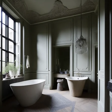 <lyco:Belgian_style_interior_design_Sa_May:1.0> Belgian interior of bathrooms