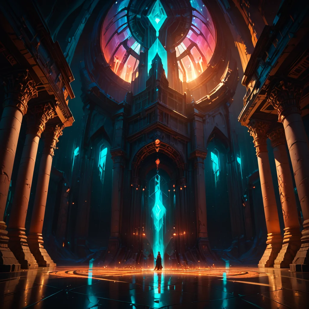 score_9, score_8_up, score_7_up, science fiction, temple, glowing lights, iridescent, crystals, magic,   <lora:VividRealismColorEnhancer:.6>, volumetric lighting, depth of field, cinematic, vibrant, shadows, detailed,