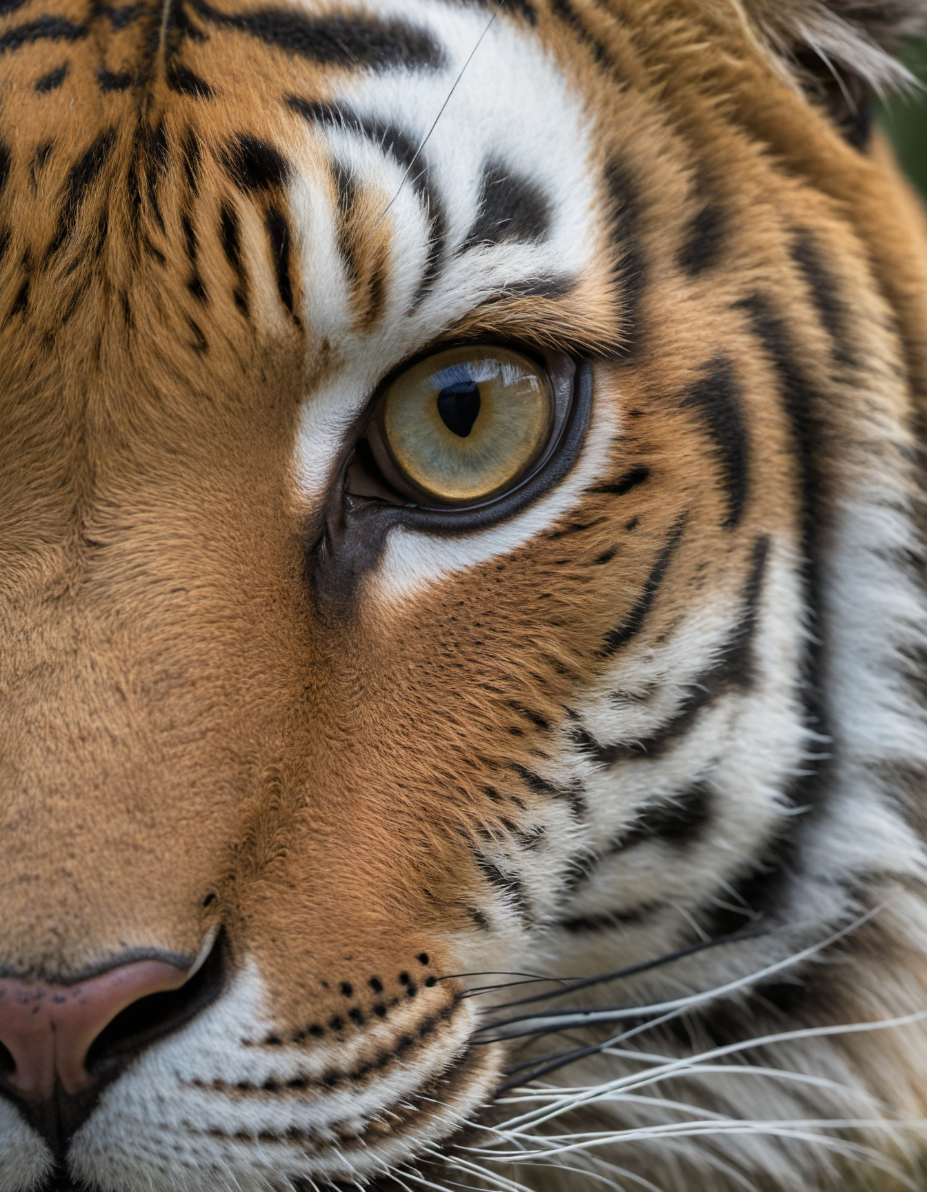 by Wim Wenders, futuristic-futuristic, (tiger, extreme closeup from the eye area, side view but beautiful:1.4), (intricate details, masterpiece, best quality:1.4) , in the style of nicola samori,
hasselblad x2D 100c, ISO 300, 1/250s, F/2,8, 38 mm, extremely high quality RAW photograph, intricate, Exquisite details and textures, highly detailed, ultra detailed photograph, warm lighting, 4k, sharp focus, high resolution, detailed skin, detailed eyes, 8k uhd, dslr, high quality, film grain, Fujifilm XT3
looking at viewer
<lora:epi_noiseoffset2:0.5> <lora:add-detail-xl:2> <lora:xl_more_art-full_v1:0.5>  <lora:NicolaSamori:0.7>