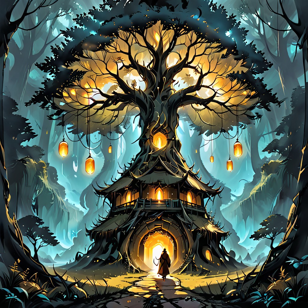<lora:Portals and Gateways:1>, <lora:Nature Magic - Grimoire:1>, ((magic portal)), glow gateways, big tree, gigantic glow portal, Nature Magic, naturemagic, fantasy, magical energy, 
a giant tree with spreading branches  of which there is a luminous portal where monks walking the line enter,(line of ghosts monks), ((ghosts of Buddhist monks walk in  line into the tree)),
line ants on a dark background, smoke, many ants,
 graphic style of novel comics, perfect hands, 2d, 8k, hyperrealism, masterpiece, high resolution, best quality, ultra-detailed, super realistic, Hyperrealistic art, high-quality, ultra high res, highest detailed, lot of details, Extremely high-resolution details, incredibly lifelike, colourful, soft cinematic light,