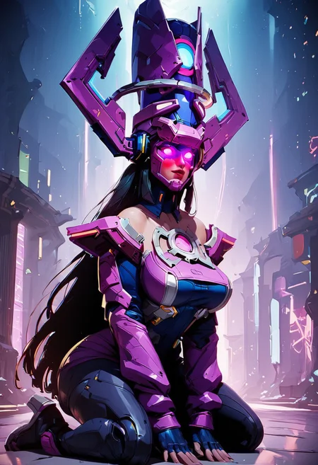 masterpiece, best quality, very aesthetic, 1girl,(galactamr, excited expression, blushing, horny, no clothes, purple eyes,helmet,black hair,long hair, 90s4n1m3, g0th1c, glowing, neon lights, glowing eyes), arched back, looking forward, on knees, doggy style, curvaceous, wide hips, large breasts, sci-fi background, Score_9, score_8, score_7, high detail, high resolution, clear image, anime, hentai
