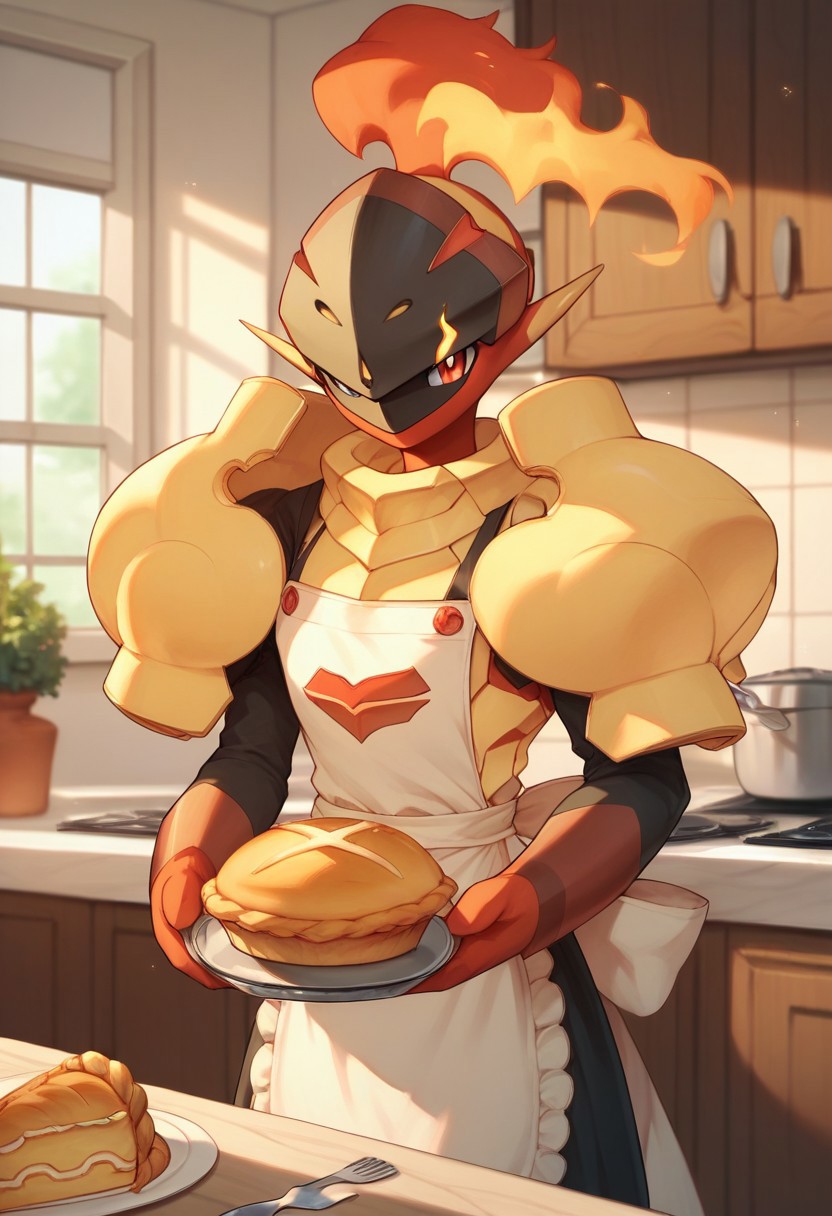 score_9, score_8_up, score_7_up, score_6_up, score_5_up, score_4_up, armarouge, pokemon, armor, solo, kitchen, indoors, pie, apron